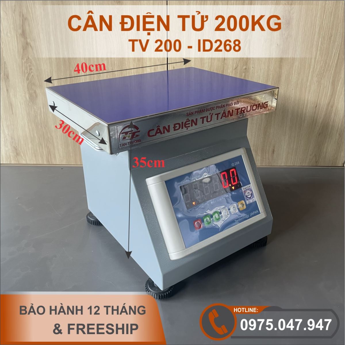 Cân đồng hồ điện tử 200kg ID268